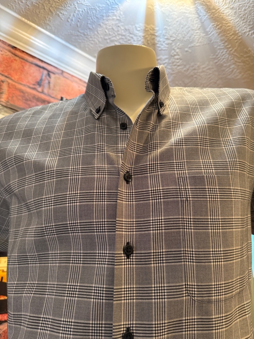 Paul Fredrick Black & White Plaid Cotton Button-Up - Picture 11 of 17